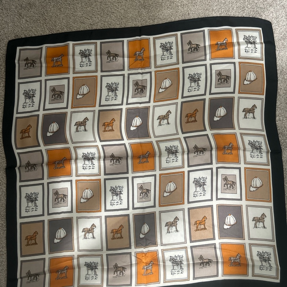 Equestrian Print Silk Scarf